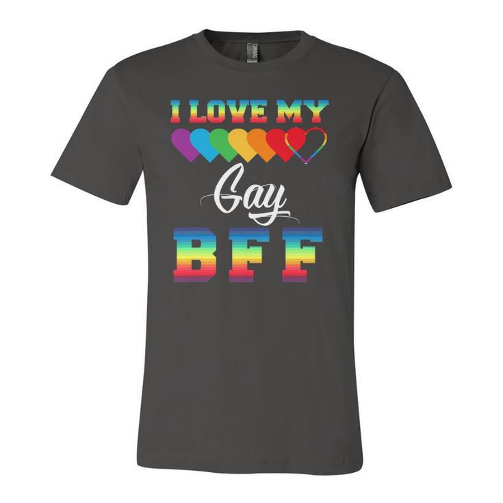 I Love My Gay Bff Rainbow Lgbt Pride Proud Lgbt Friend Ally Jersey T-Shirt