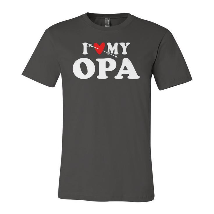 I Love My Opa With Heart Wear For Grandson Granddaughter Jersey T-Shirt