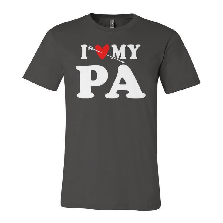 I Love My Pa With Heart Fathers Day Wear For Kid Boy Girl Jersey T-Shirt