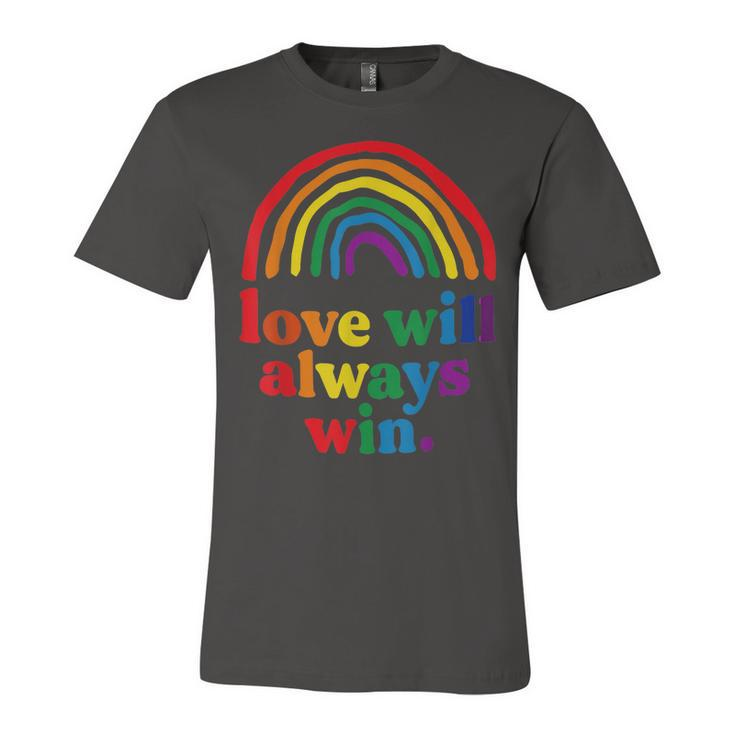 Love Will Always Win Pride Rainbow Kid Child Lgbt Quote Fun  Unisex Jersey Short Sleeve Crewneck Tshirt