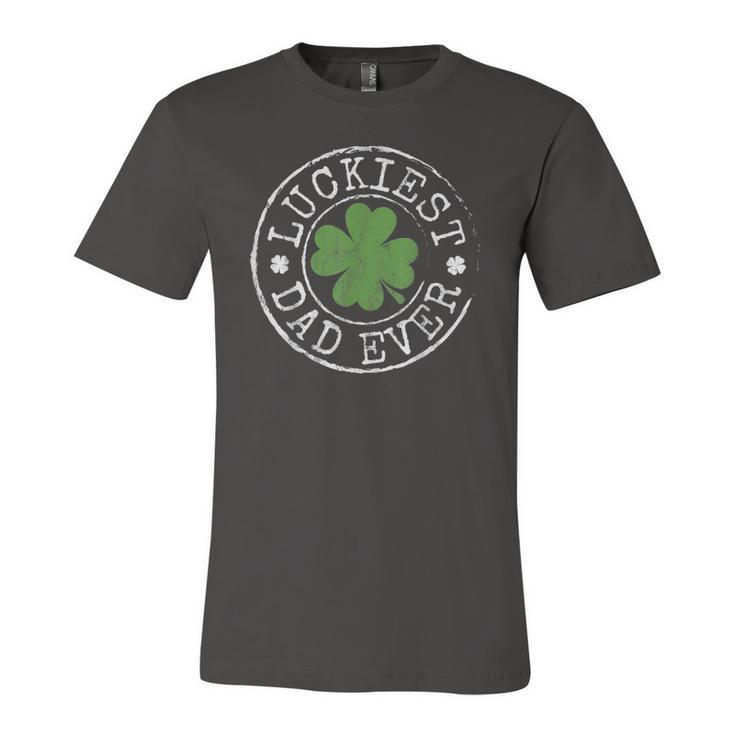 Luckiest Dad Ever Shamrocks Lucky Father St Patricks Day Jersey T-Shirt