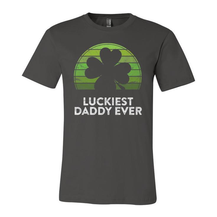 Luckiest Daddy Ever Shamrock Sunset St Patricks Day Dad Jersey T-Shirt