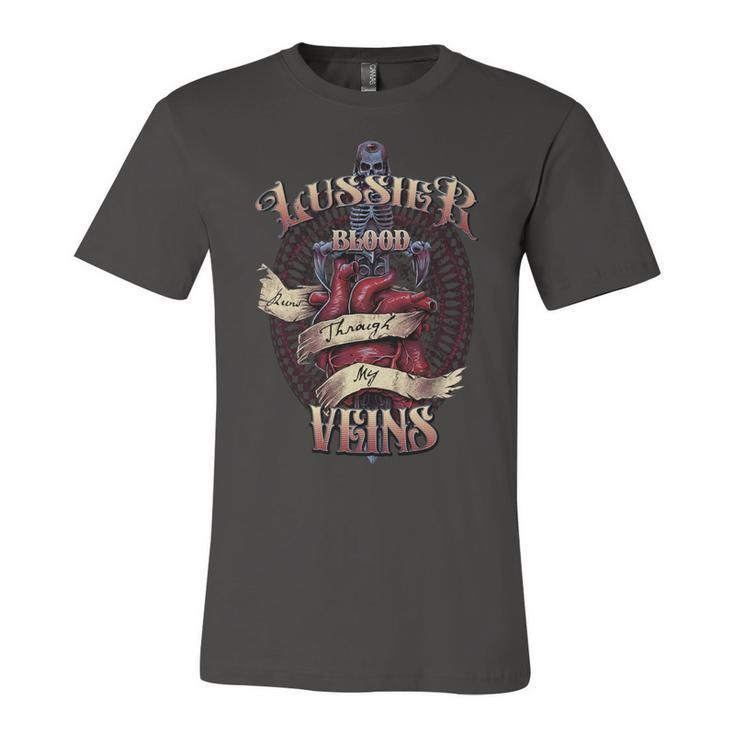 Lussier Blood Runs Through My Veins Name Unisex Jersey Short Sleeve Crewneck Tshirt