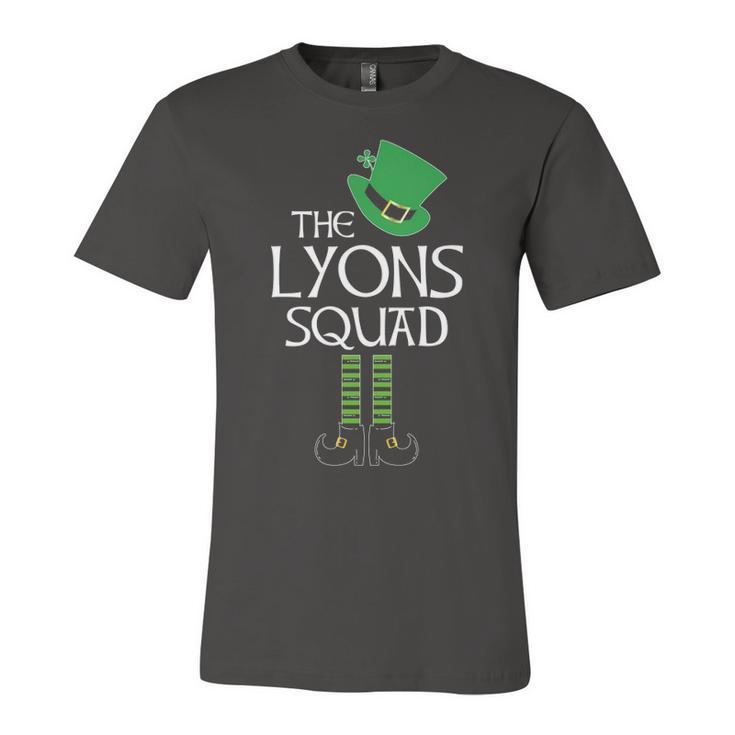 Lyons Name Gift   The Lyons Squad Leprechaun Unisex Jersey Short Sleeve Crewneck Tshirt