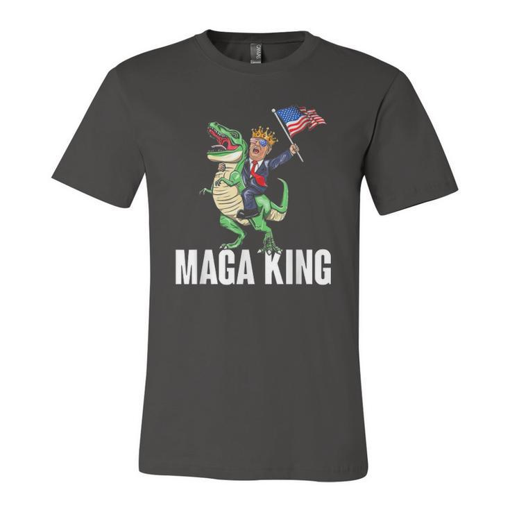 Maga King Trump Riding Dinosaur Jersey T-Shirt
