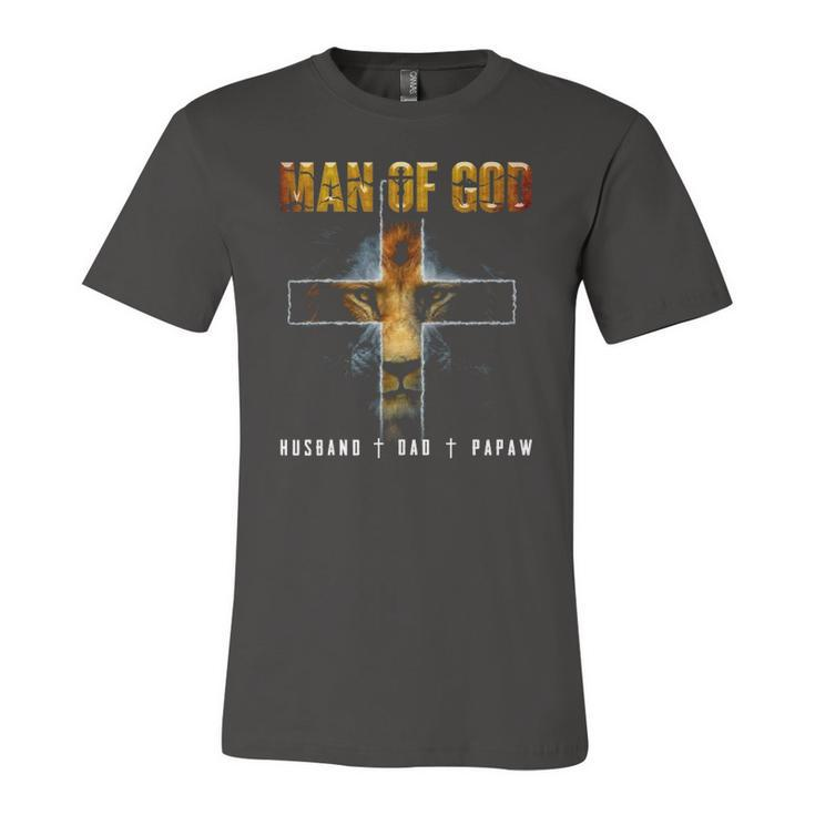 Man Of God Husband Dad Papaw Christian Jersey T-Shirt