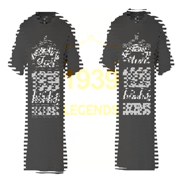 March 1939 Birthday   Life Begins In March 1939 V2 Unisex Jersey Short Sleeve Crewneck Tshirt