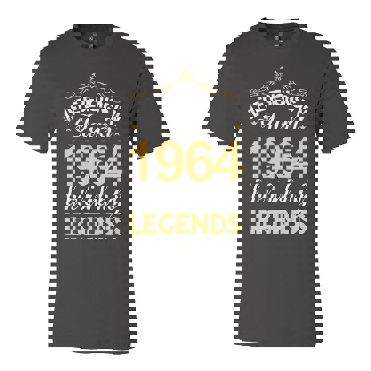 March 1964 Birthday   Life Begins In March 1964 V2 Unisex Jersey Short Sleeve Crewneck Tshirt