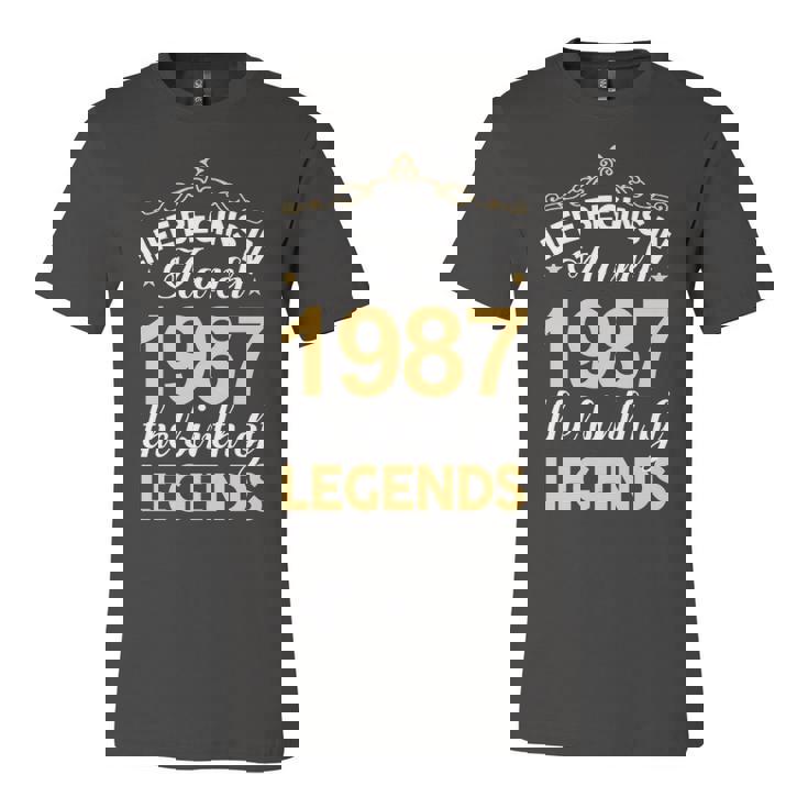 March 1987 Birthday   Life Begins In March 1987 V2 Unisex Jersey Short Sleeve Crewneck Tshirt