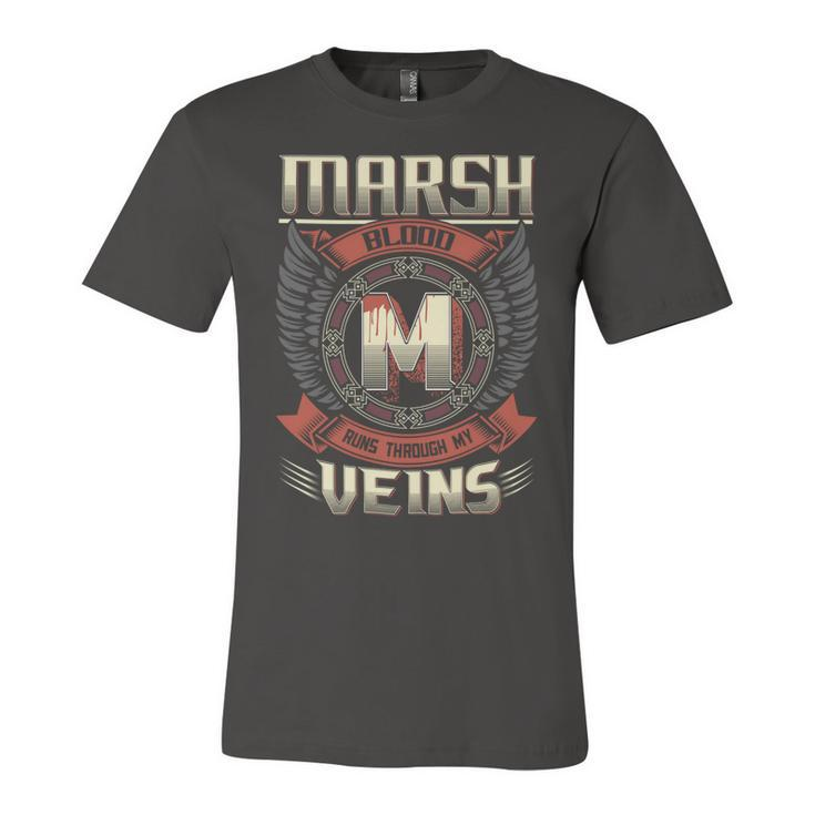 Marsh Blood  Run Through My Veins Name V11 Unisex Jersey Short Sleeve Crewneck Tshirt