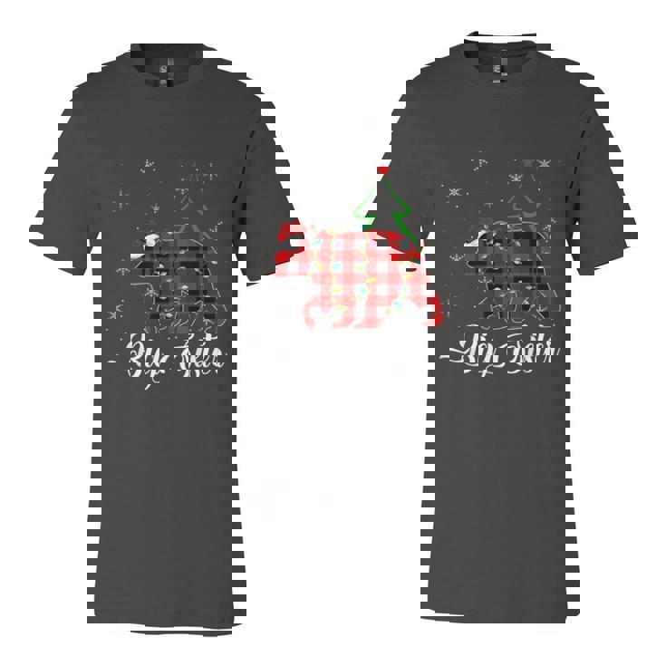 Matching Buffalo Plaid Christmas Bigsister Bear Pajama  Unisex Jersey Short Sleeve Crewneck Tshirt