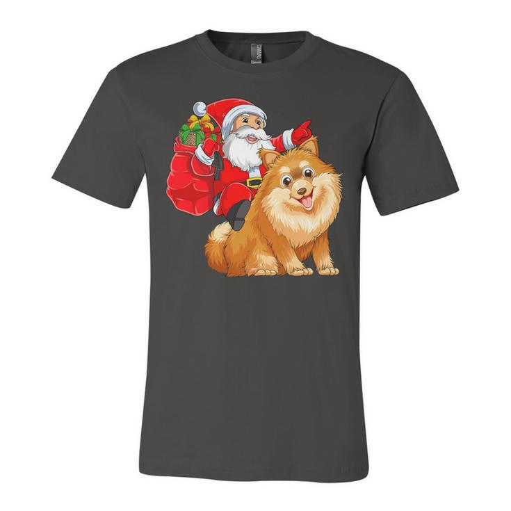 Matching Family Funny Santa Riding Pomeranian Dog Christmas T-Shirt Unisex Jersey Short Sleeve Crewneck Tshirt