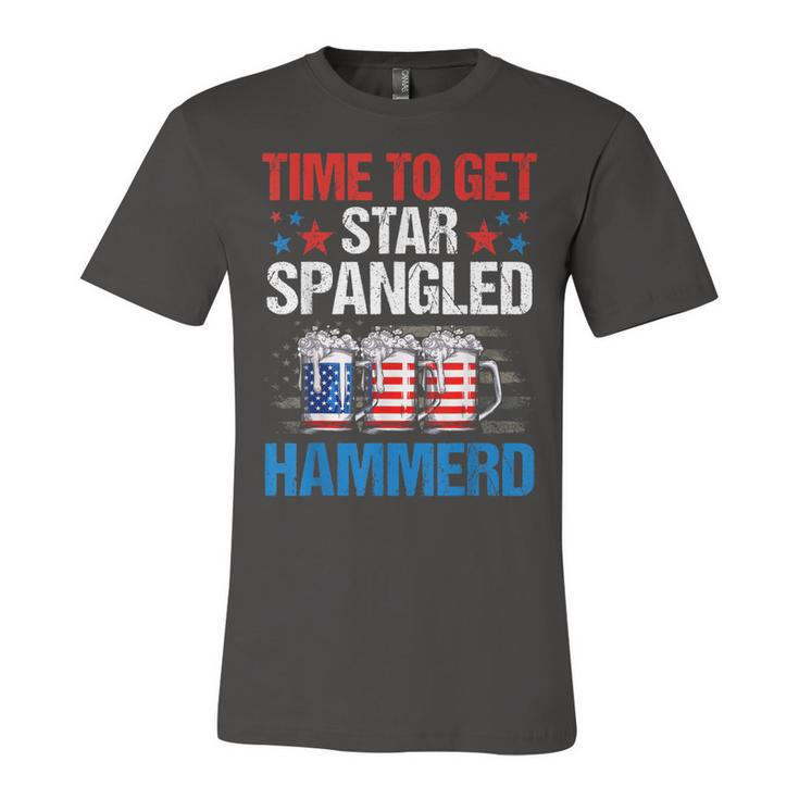 Mb35 Time To Get Star Spangled Hammered 4Th July Beer Lover  Unisex Jersey Short Sleeve Crewneck Tshirt