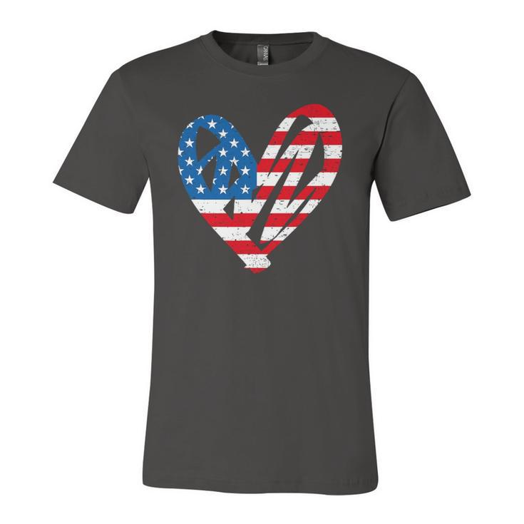 Memorial Day & 4Th July Partiotic Heart & Jersey T-Shirt