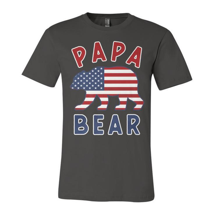 Mens American Flag Papa Bear 4Th Of July Usa Patriotic Dad  V2 Unisex Jersey Short Sleeve Crewneck Tshirt