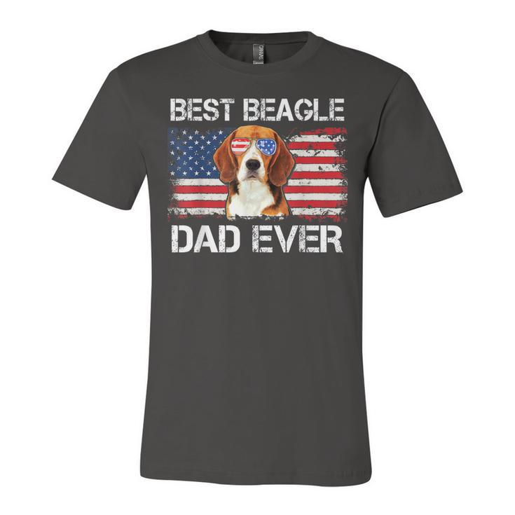 Mens Best Beagle Dad Ever American Flag Fathers Day 4Th Of July  Unisex Jersey Short Sleeve Crewneck Tshirt