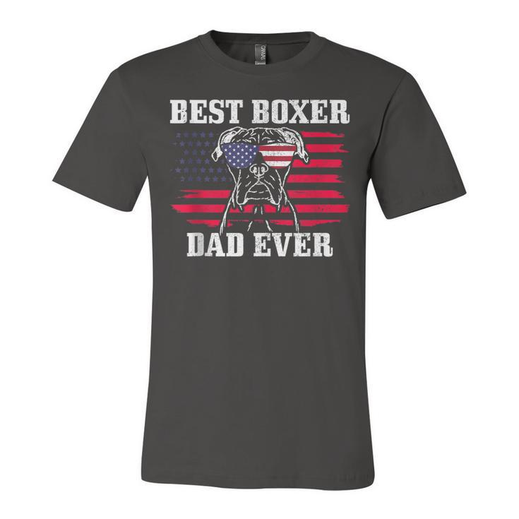 Mens Best Boxer Dad Ever Dog Patriotic 4Th Of July American Flag V2 Unisex Jersey Short Sleeve Crewneck Tshirt