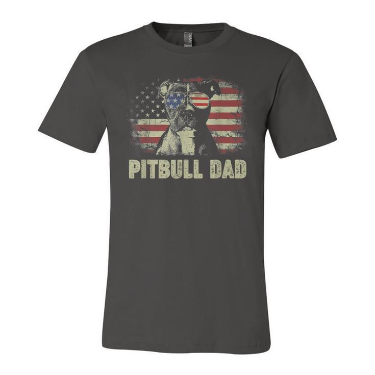 Mens Best Pitbull Dad Ever  American Flag 4Th Of July V2 Unisex Jersey Short Sleeve Crewneck Tshirt