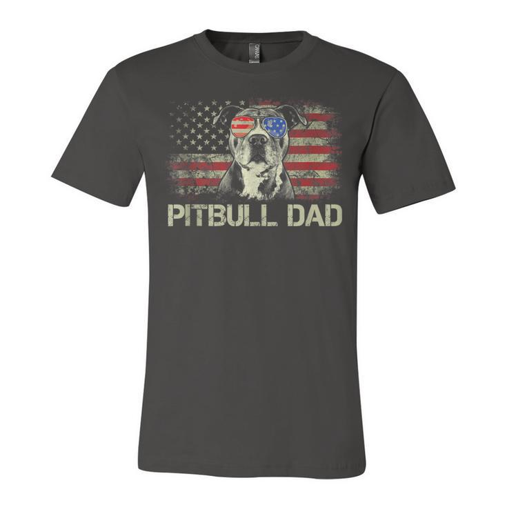 Mens Best Pitbull Dad Ever Patriotic American Flag 4Th Of July V2 Unisex Jersey Short Sleeve Crewneck Tshirt