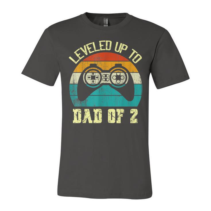 Mens Daddy Again Leveled Up To Dad Of 2 Dad  V2 Unisex Jersey Short Sleeve Crewneck Tshirt