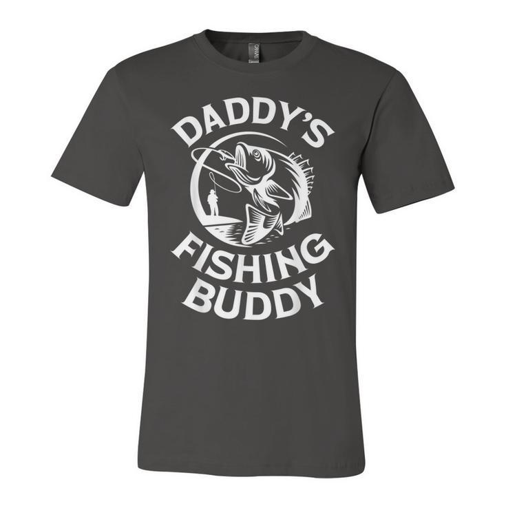 Mens Daddys Fishing Buddy Young Fishing Man Gift For Boys Kids  Unisex Jersey Short Sleeve Crewneck Tshirt
