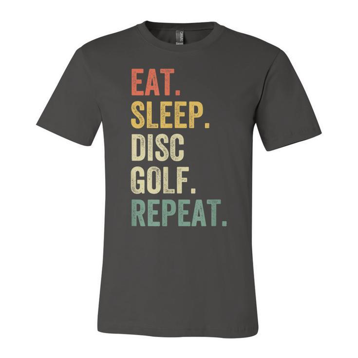 Mens Eat Sleep Disc Golf Repeat Funny Frisbee Sport Vintage Retro  Unisex Jersey Short Sleeve Crewneck Tshirt