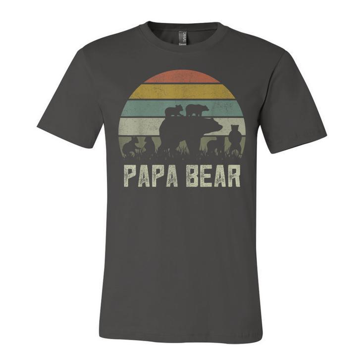 Mens Funny Papa Bear  Cub 6 Kids Fathers Day Grandpa  Unisex Jersey Short Sleeve Crewneck Tshirt