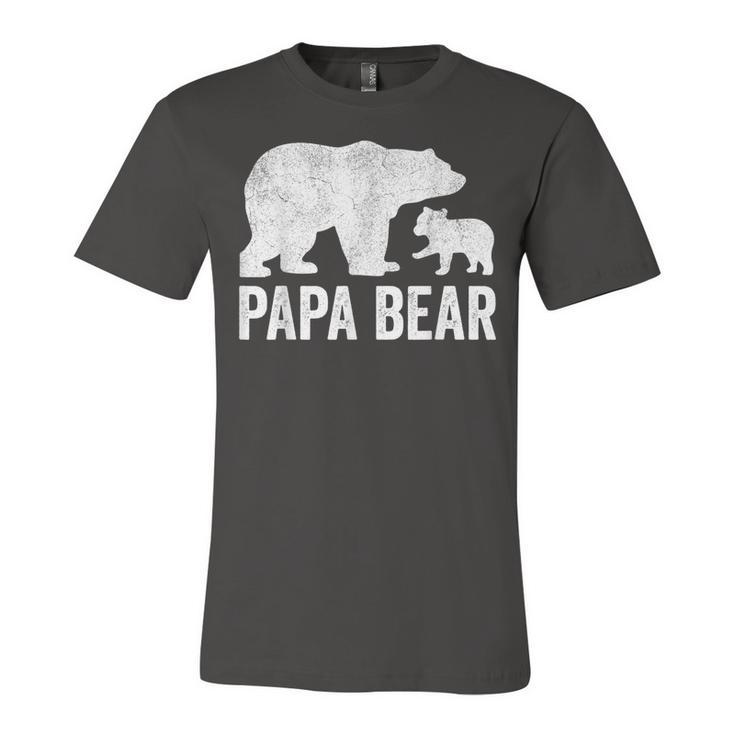 Mens Papa Bear Fathers Day Grandad  Fun 1 Cub Kid Grandpa  Unisex Jersey Short Sleeve Crewneck Tshirt
