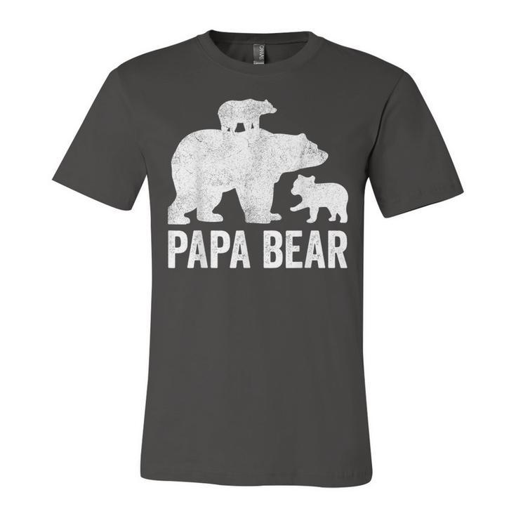 Mens Papa Bear Fathers Day Grandad  Fun 2 Cub Kid Grandpa  Unisex Jersey Short Sleeve Crewneck Tshirt
