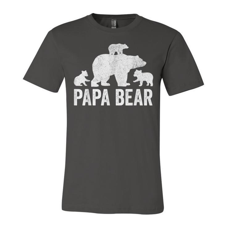 Mens Papa Bear Fathers Day Grandad  Fun 3 Cub Kid Grandpa  Unisex Jersey Short Sleeve Crewneck Tshirt