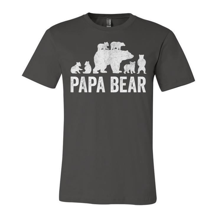 Mens Papa Bear Fathers Day Grandad  Fun 6 Cub Kid Grandpa  Unisex Jersey Short Sleeve Crewneck Tshirt