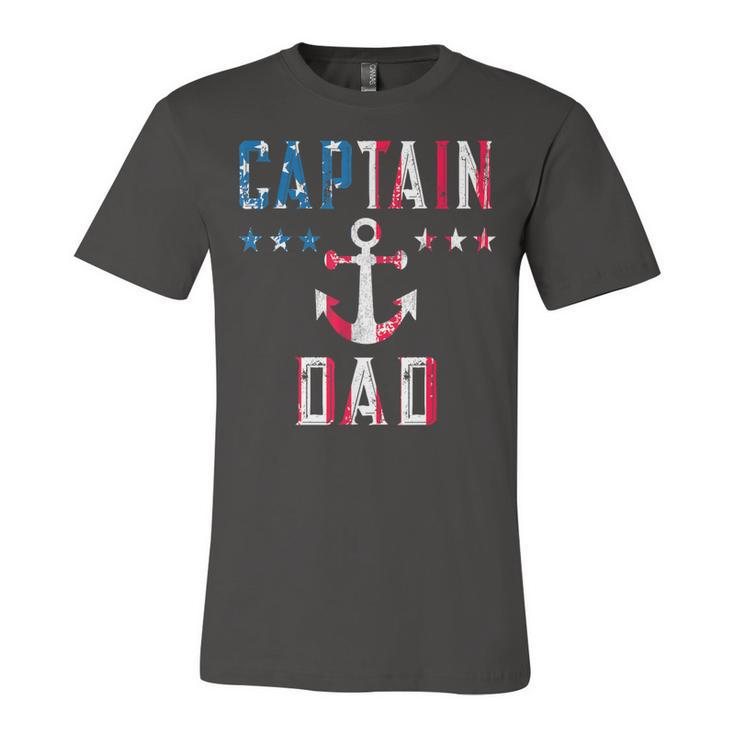Mens Patriotic Captain Dad American Flag Boat Owner 4Th Of July  Unisex Jersey Short Sleeve Crewneck Tshirt