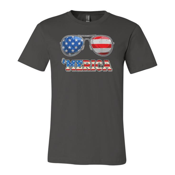 Merica Sunglasses 4Th Of July Patriotic American Flag Jersey T-Shirt