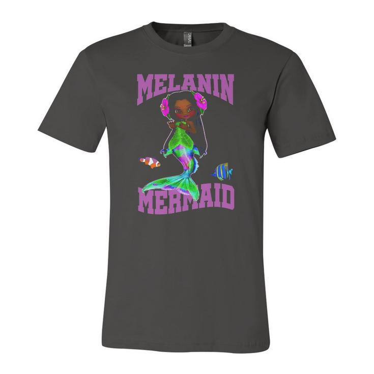 Mermaid Melanin Poppin African American Girl Jersey T-Shirt