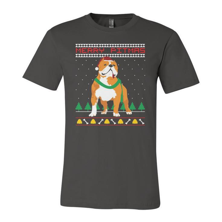 Merry Pitmas Pitbull Santa Claus Dog Ugly Christmas Jersey T-Shirt