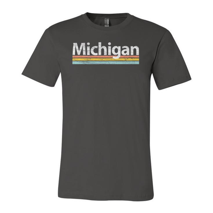 Michigan Mi Vintage Worn Retro Stripes Classic Jersey T-Shirt