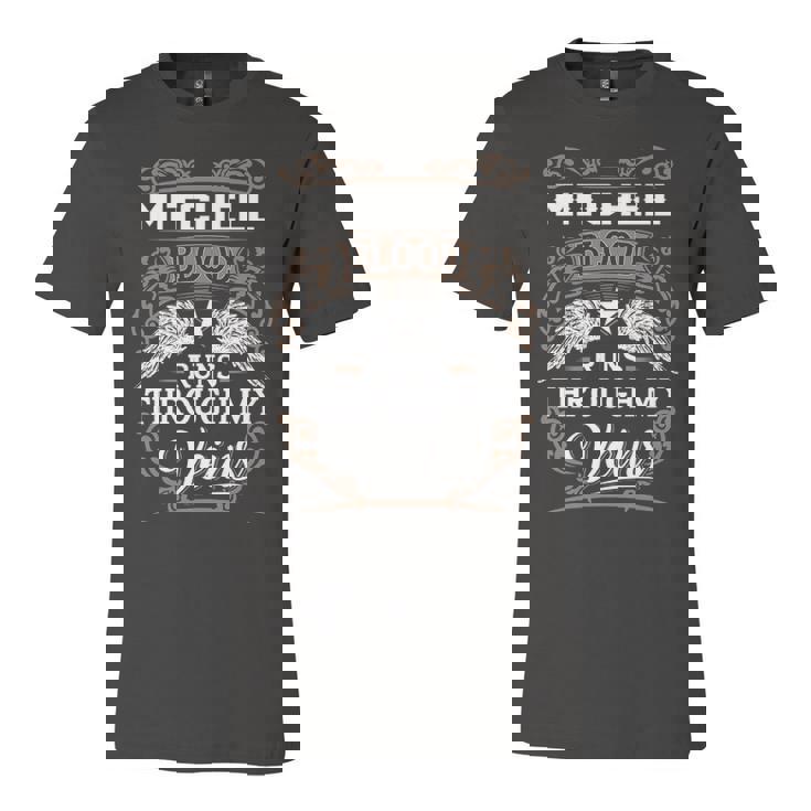 Mitchell Name Gift   Mitchell Blood Runs Throuh My Veins Unisex Jersey Short Sleeve Crewneck Tshirt