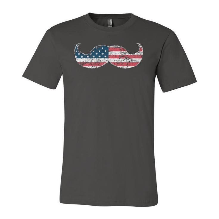 Mustache Silhouette American Flag Usa July 4Th Jersey T-Shirt
