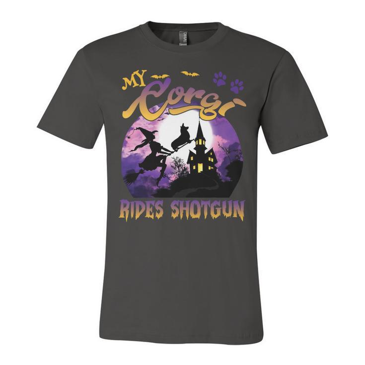 My Corgi Rides Shotgun Cool Halloween Protector Witch Dog V3 Unisex Jersey Short Sleeve Crewneck Tshirt