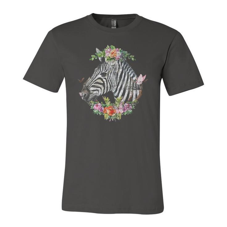Nature Floral Plants Flowers Animal Zebra Jersey T-Shirt