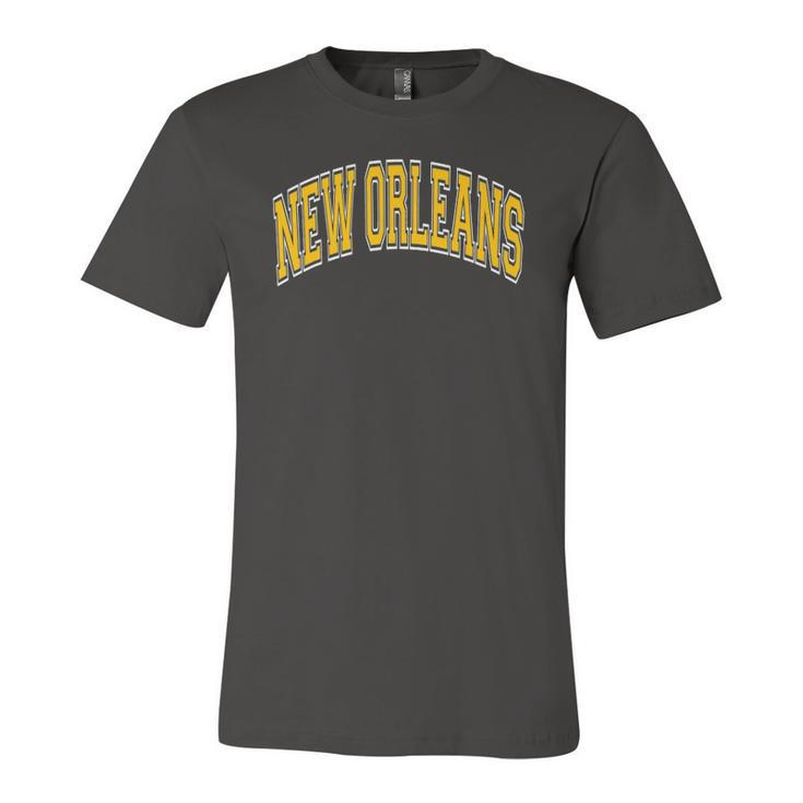 New Orleans Louisiana Varsity Style Amber Text Jersey T-Shirt
