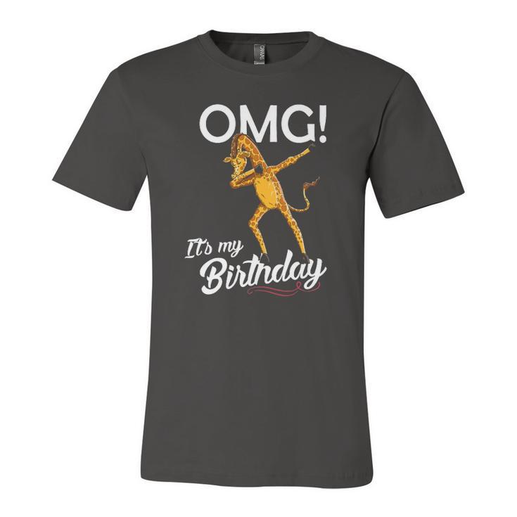 Omg Its My Birthday Dabbing Giraffe Dab Dance Jersey T-Shirt