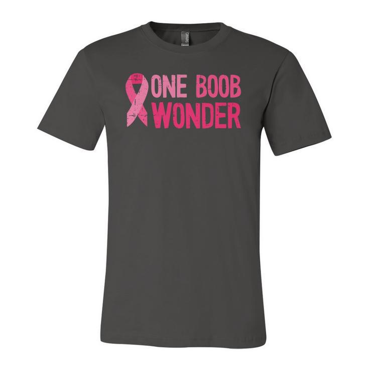 One Boob Wonder Pink Ribbon Survivor Breast Cancer Jersey T-Shirt