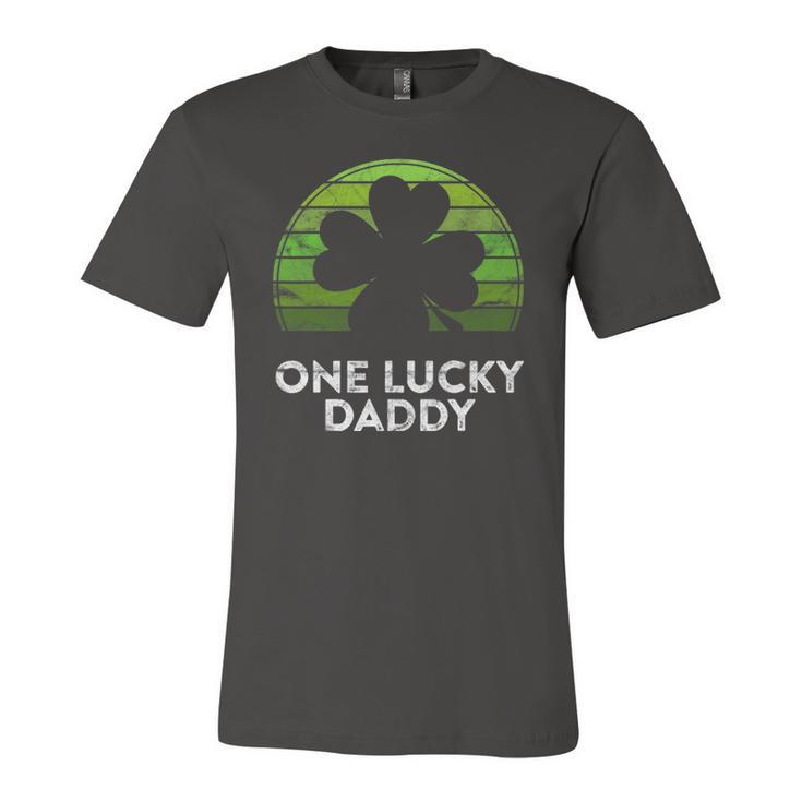 One Lucky Daddy Shamrock Sunset Irish St Patricks Day Jersey T-Shirt