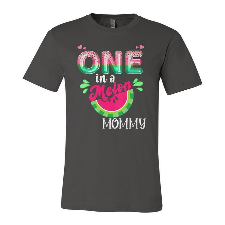 One In A Melon Mom Outfit Birthday Matching Group Summer V-Neck Jersey T-Shirt