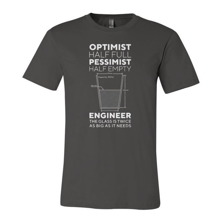 Optimist Pessimist Engineer Engineering Glass Jersey T-Shirt