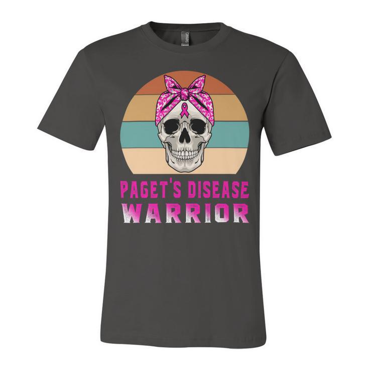Pagets Disease Warrior  Skull Women Vintage  Pink Ribbon  Pagets Disease  Pagets Disease Awareness Unisex Jersey Short Sleeve Crewneck Tshirt