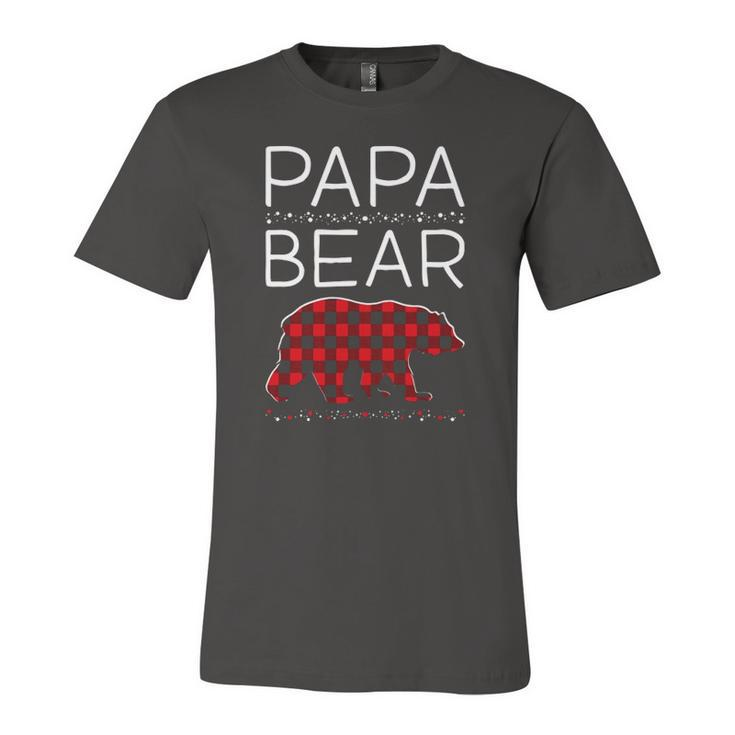 Papa Bear Christmas Pajamas Matching Plaid Jersey T-Shirt