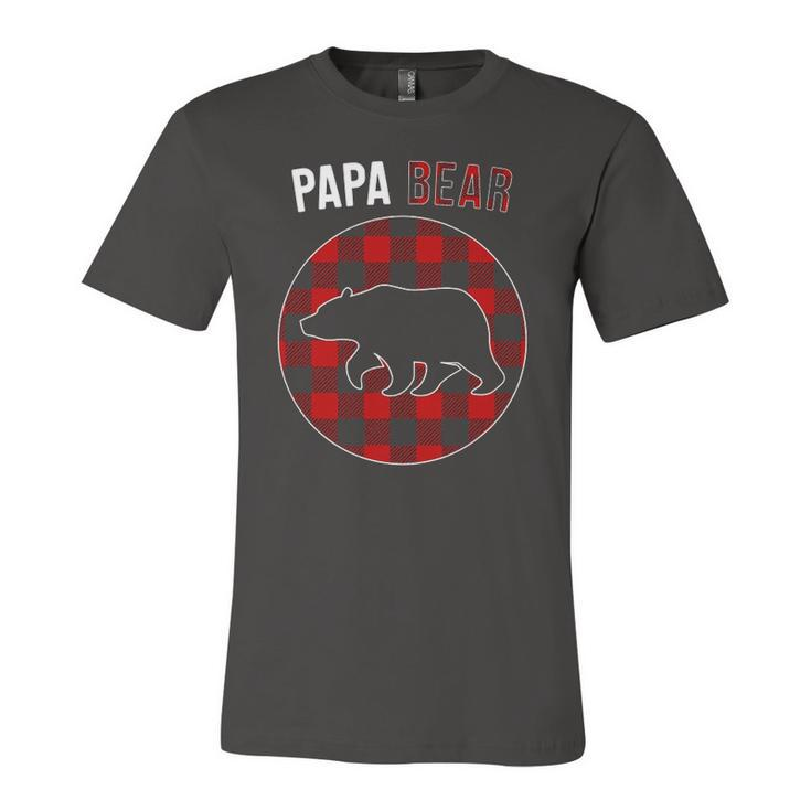 Papa Bear Red Plaid Matching Christmas Pajamas Jersey T-Shirt