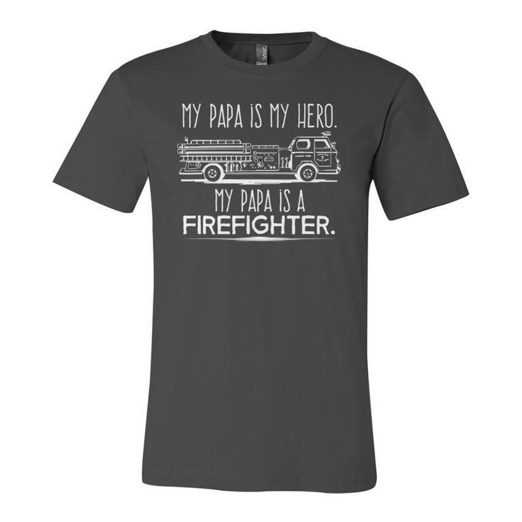 My Papa Is My Hero Firefighter For Grandchild Kids Jersey T-Shirt